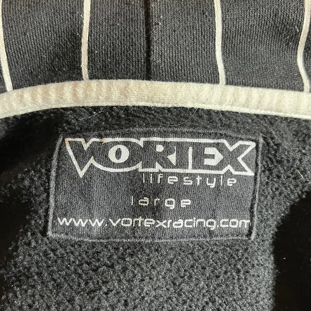Vortex Hoodie Sweatshirt Mens Large Black White Striped Full Zip Pockets Outdoor